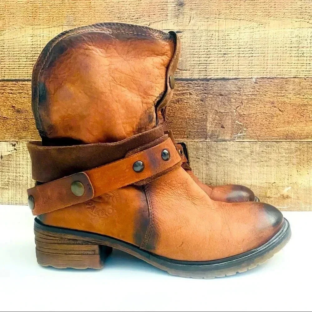 Pakros Distressed Rugged Leather Women Boots
